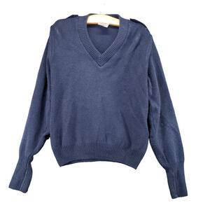 Vintage Military Equipment Company Knit Sweater Mens 40R Blue Pullover V-Neck